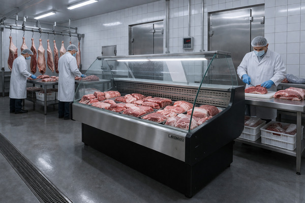 Промышленная морозильная камера с продуктами глубокой заморозки